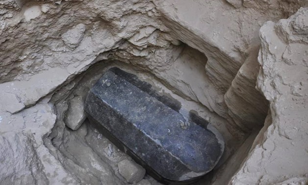 FILE- A 30-ton archaeological sarcophagus was found below a building in Alexandria governorate, Egypt - Ministry of Antiquities official Facebook page