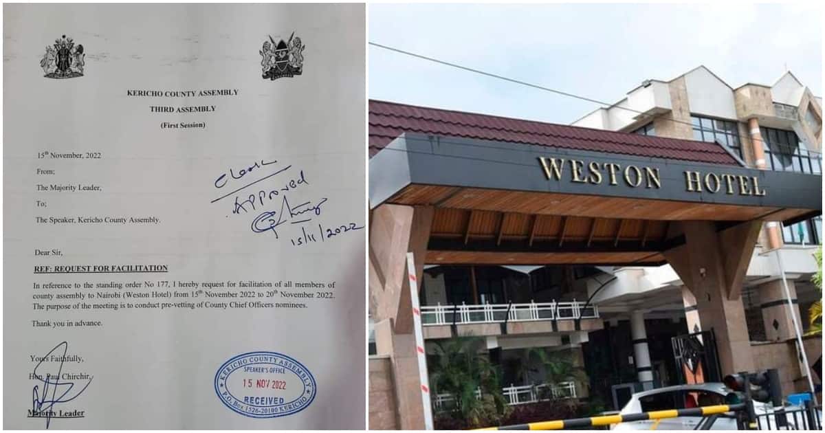 Les MCA de Kericho dépenseront 2 millions de KSh pendant une retraite à l'hôtel Weston de William Ruto