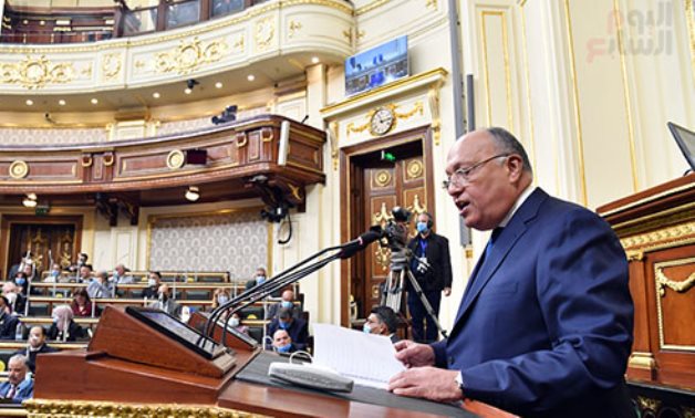 Foreign Minister Sameh Shoukry at Egyptian Parliament - Khaled Mashaal to ET