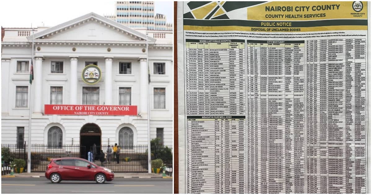City of Strangers: le comté de Nairobi publie les détails de 292 corps gisant dans les morgues de la ville non réclamés