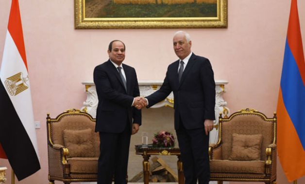 Armenian President Vahagn Khachaturyan with President Sisi