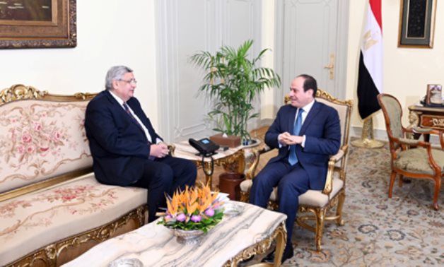 File- Egyptian President Abdel Fattah al-Sisi meets with Dr. Mohamed Awad Tag Eldin following his appointment as an adviser to the President on Health and Prevention Affairs, March 21, 2020 (Photo: Reuters)