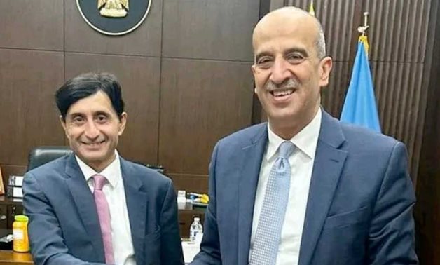 Egypt's Permanent Representative to the United Nations Ambassador Osama Abdel Khaleq and United Nations Police Adviser Faisal Shahkar. February 2023. Press Photo