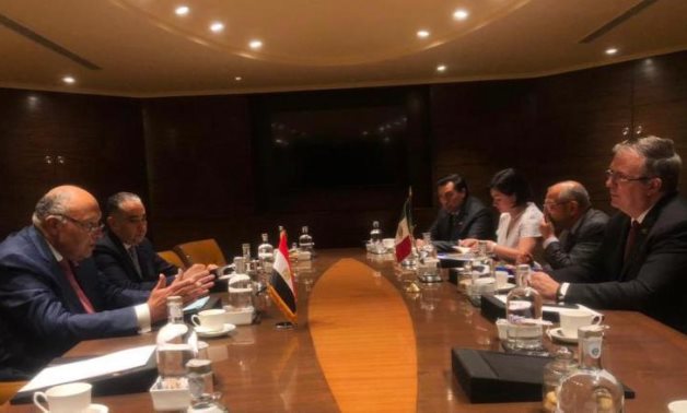 On the 1st session of the G20 Foreign Ministers' Meeting (G20FMM) in New Delhi on Friday, Egyptian Foreign Minister Sameh Shoukry Mexico's Foreign Minister Marcelo Ebrard- press photo