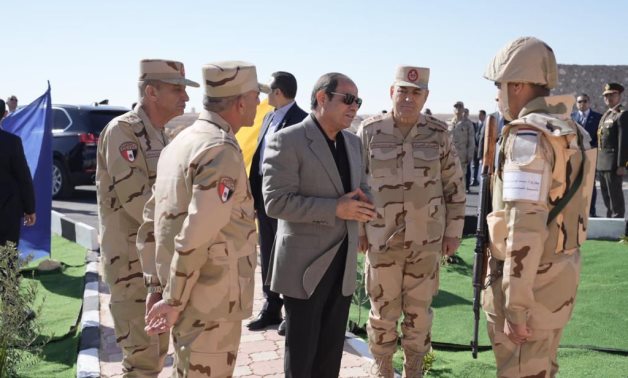 President Abdel Fatah al-Sisi inspects security installations in east of Suez Canal