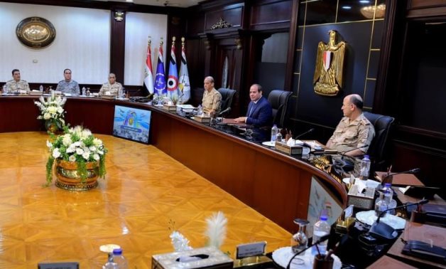 President Abdel Fattah El Sisi holds a meeting with the Supreme Council of  the Armed Force- press photos