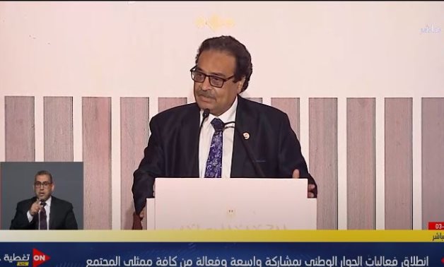 Farid Zahran, chairman of the opposition Egyptian Social Democratic Party, speaks during the National Dialogue - Still image/ON