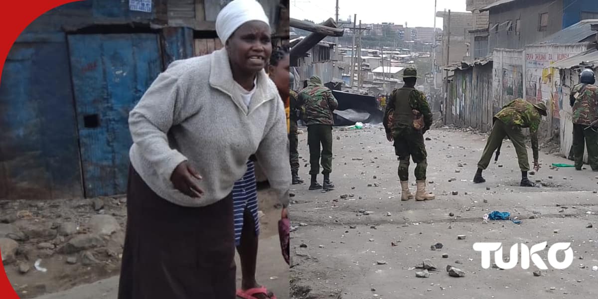 Photos: Une femme de Mathare réagit alors qu'un jeune homme est abattu par la police pendant Maandamano