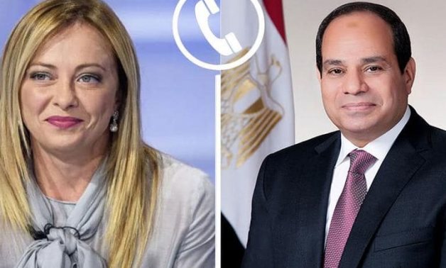 President Abdel Fattah El-Sisi received a phone call from Prime Minister of Italy, Giorgia Meloni- press photo