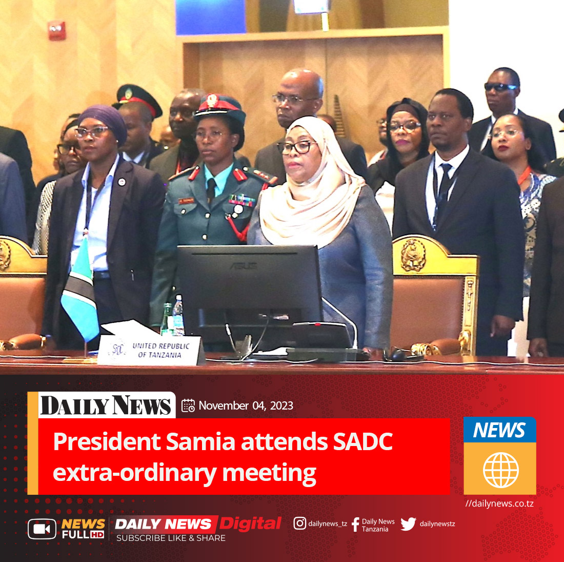 Le Président Samia participe à la réunion extraordinaire de la SADC