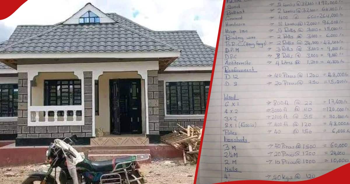 Un Kenyan détaille le coût estimé de la construction d'un bungalow au Kenya, impressionnant les internautes : "Hapo Sasa"