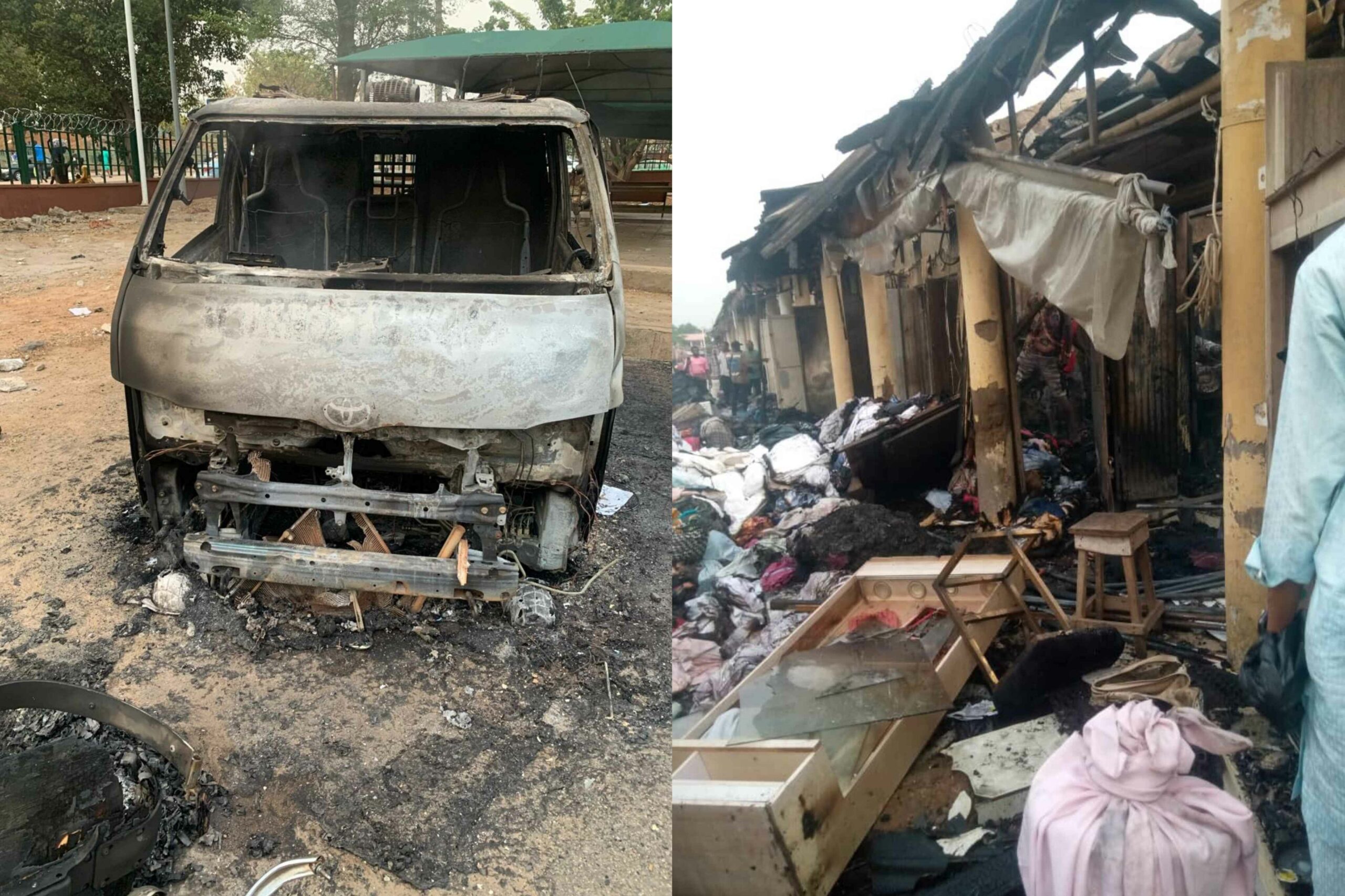 MISE À JOUR : Des voyous ont incendié le marché de Wuse suite à la mort d'un condamné