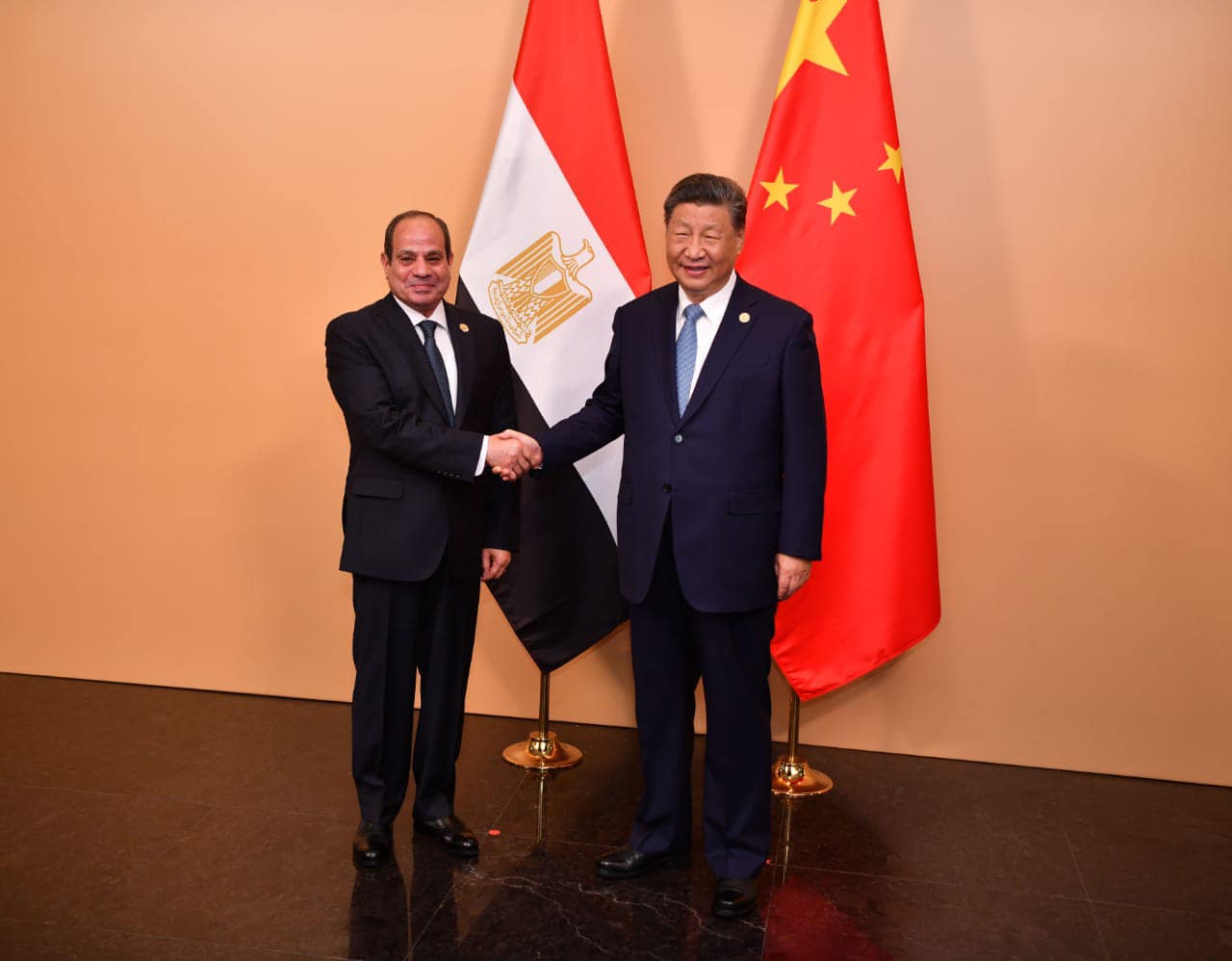 Les présidents égyptien Abdel Fattah El-Sisi et chinois Xi Jinping s'entretiennent en marge du sommet des BRICS à Kazan
