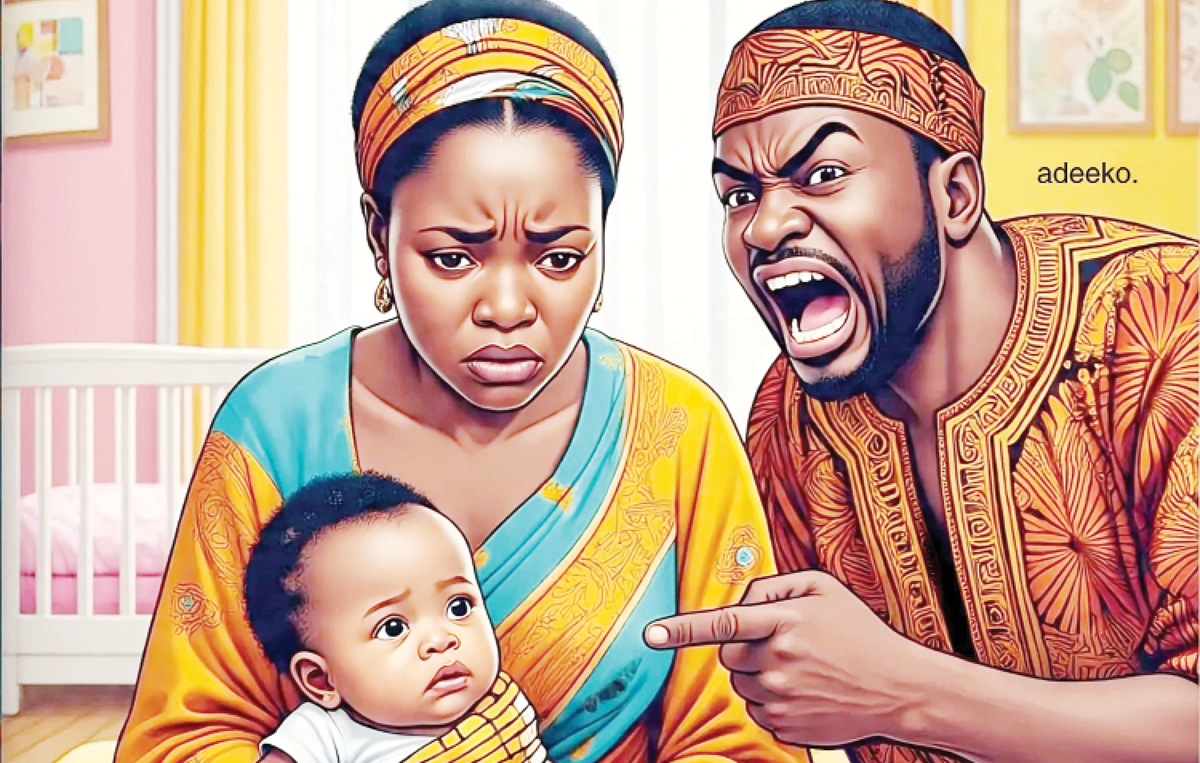 A man, child and a woman