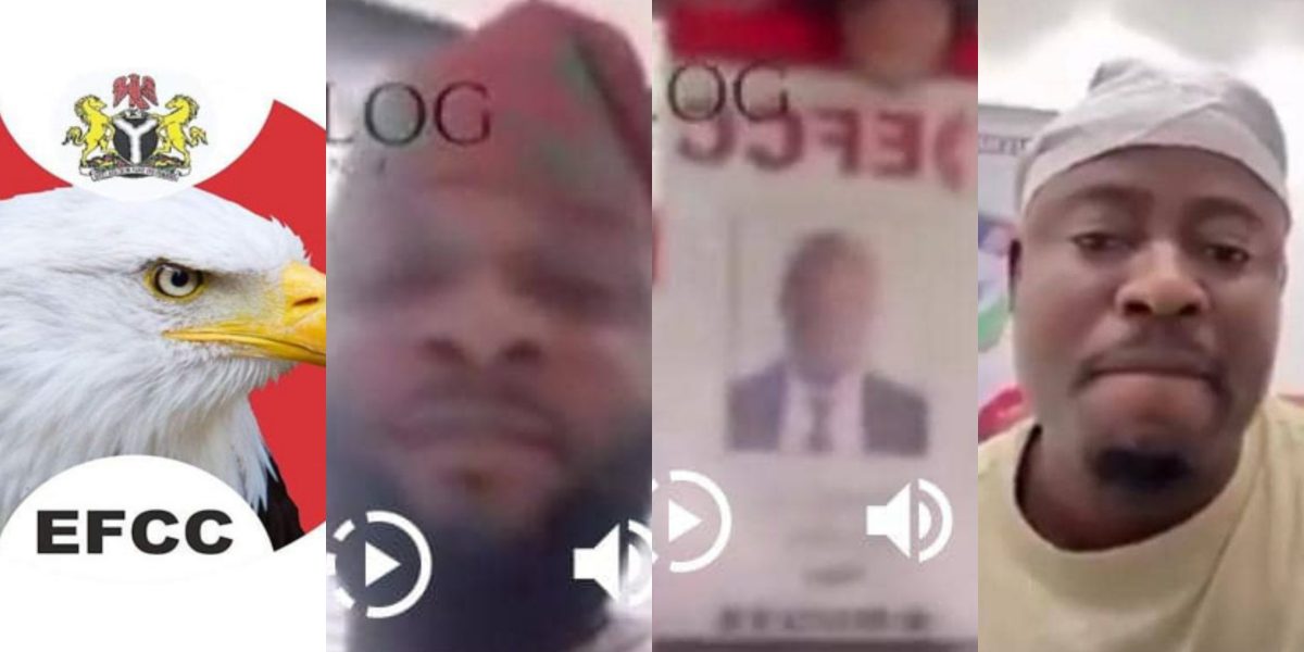 Logo of The Economic and Financial Crimes Commission (EFCC), with picture one of its former staff, Olakunle Alex Folarin who they ordered his arrest after appearing in Lege Miami