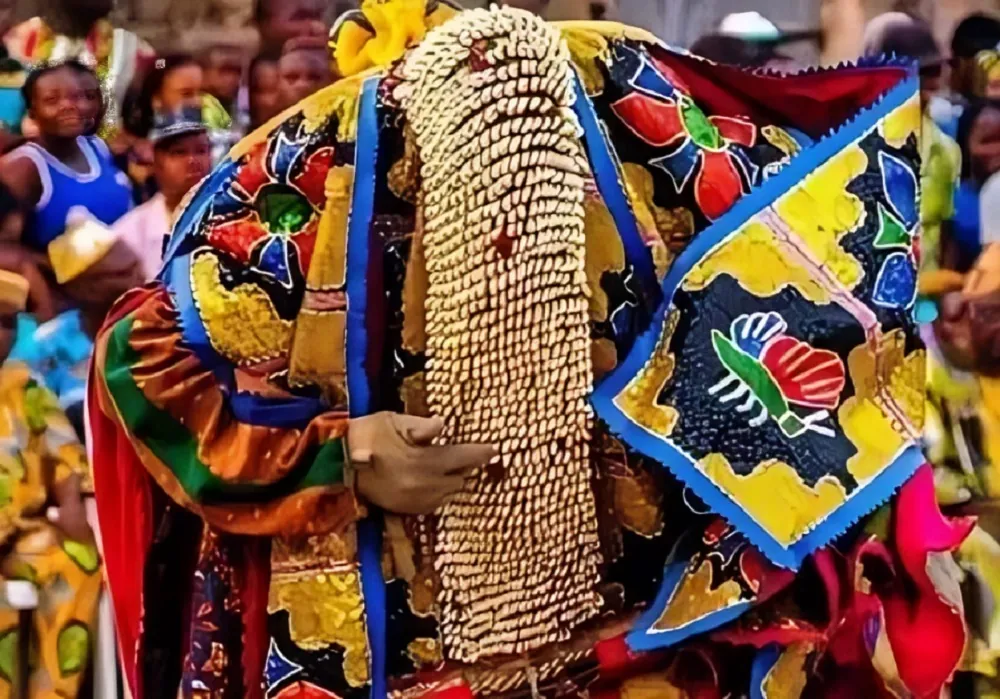 Oloolu masquerade during outing in Ibadan