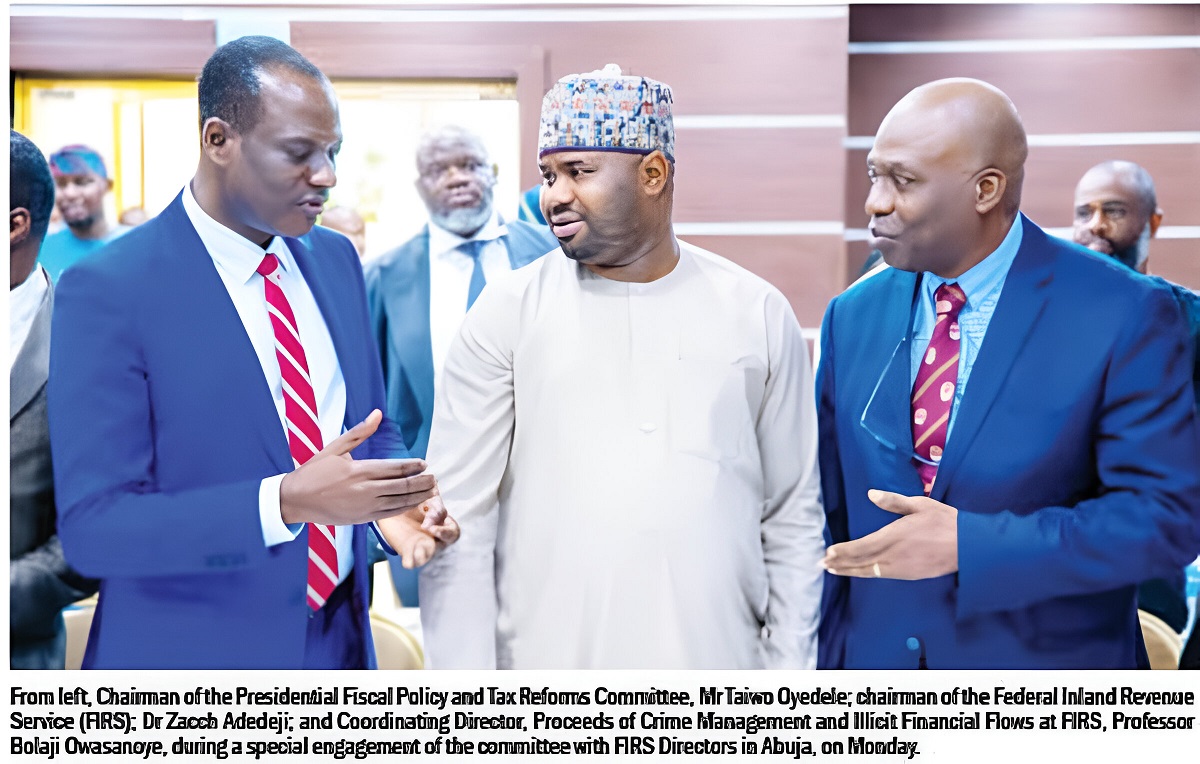 From left, Mr Taiwo Oyedele, Dr Zacch Adedeji and Professor Bolaji Owasanoye new tax law