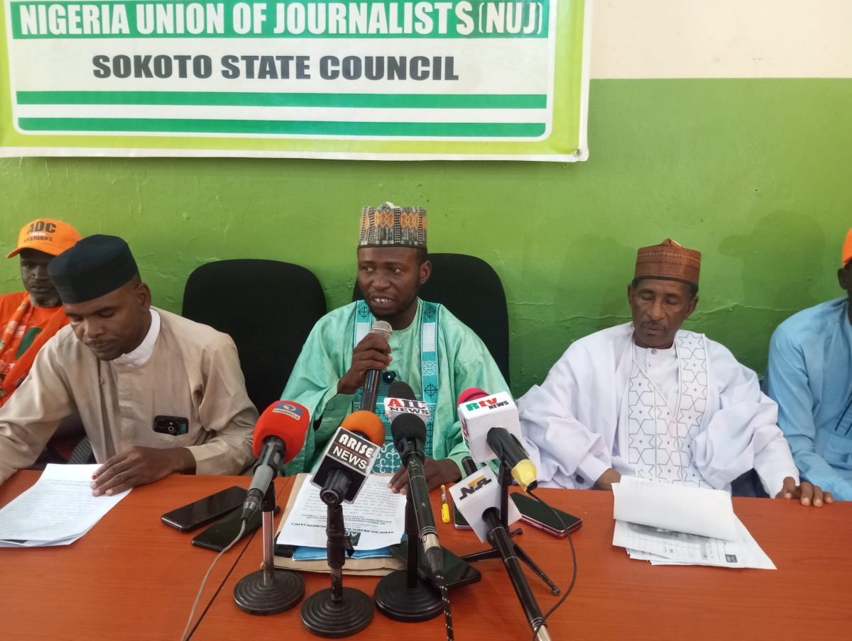 Sokoto ADC exco addressing journalists at the NUJ Press Centre in Sokoto