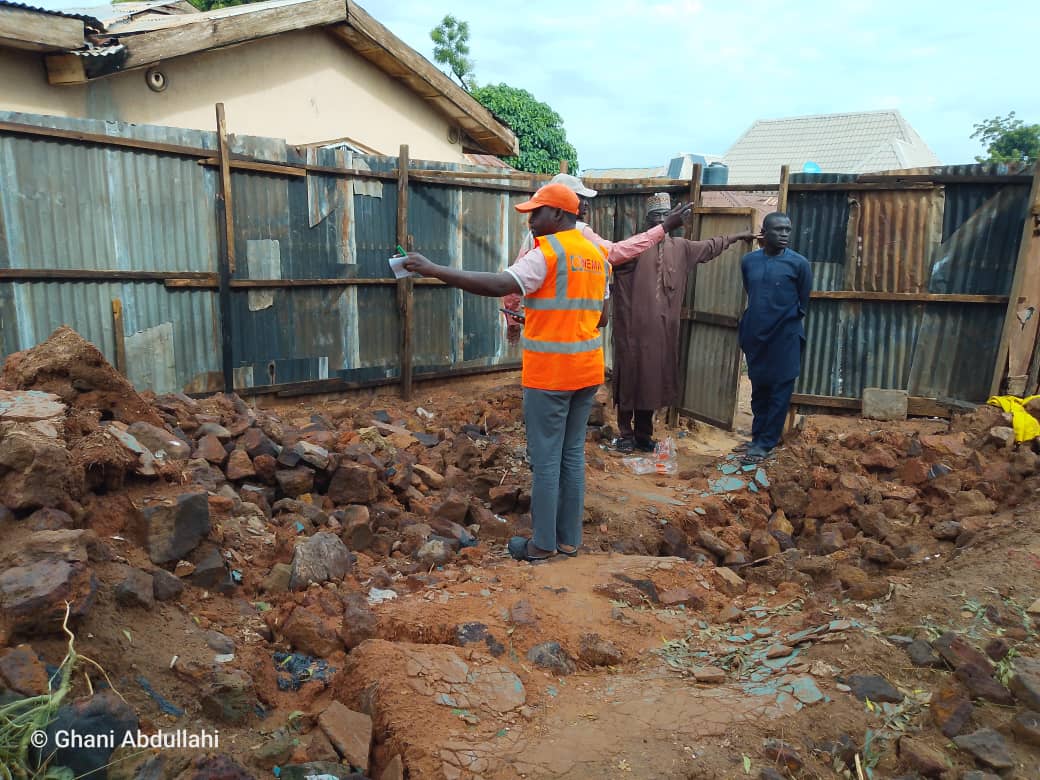 NEMA Sokoto Operations Office, on-the-spot assessment of the destruction caused by last week’s heavy downpour and windstorm in Akija community