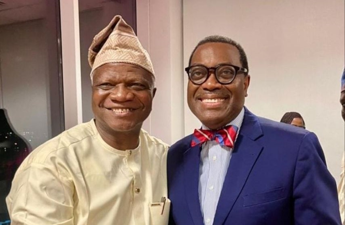 Deputy Chief Executive, OOLI, Professor Samuel Daramola (left) with Dr Akinwunmi Adesina at the latter’s farewell event in Abidjan, Ivory Coast.