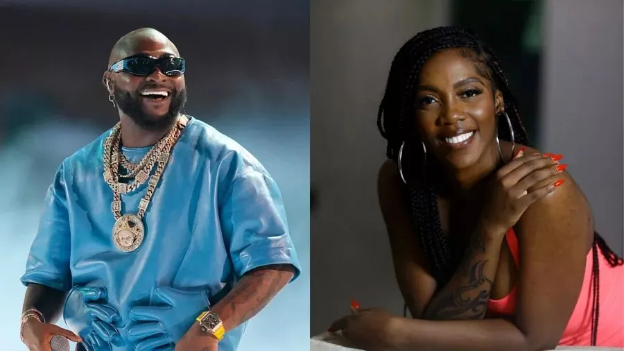 Nigerian music stars, Tiwa Savage and Davido