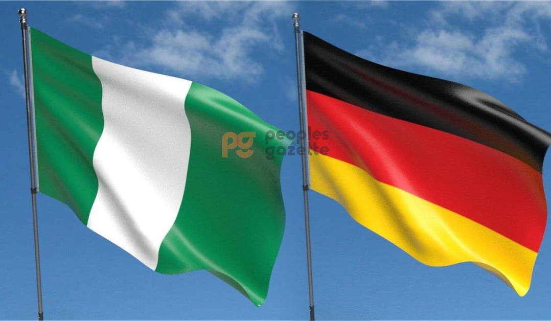 A collage of Nigerian and German flags