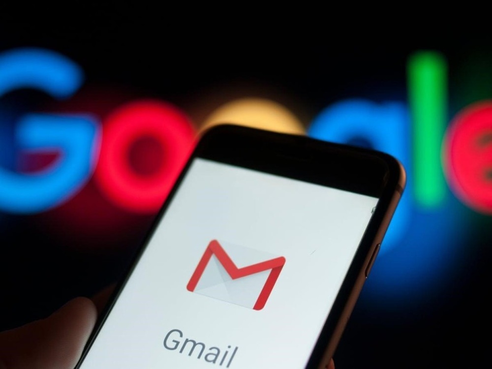Google and Gmail logo on a mobile phone.