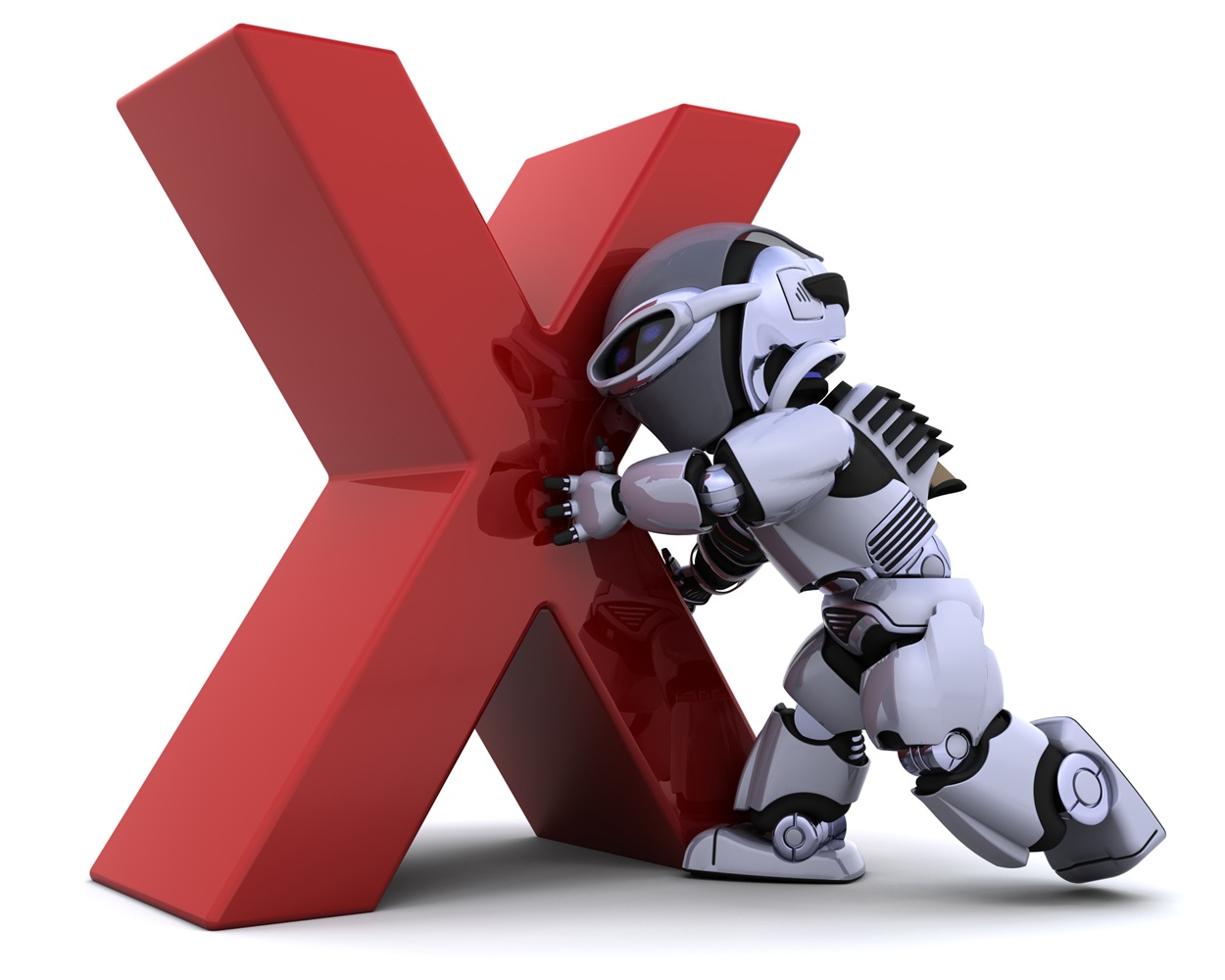 a robot pushing X symbol