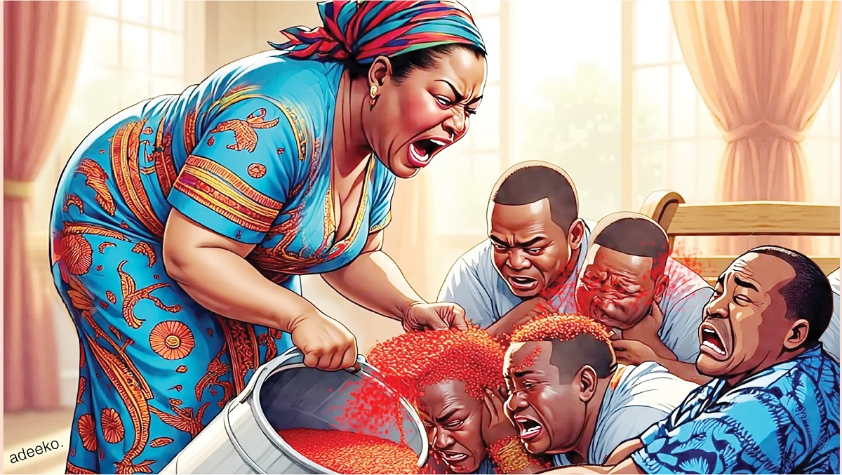 Wife pours pepper on husband and friends My wife accused me of