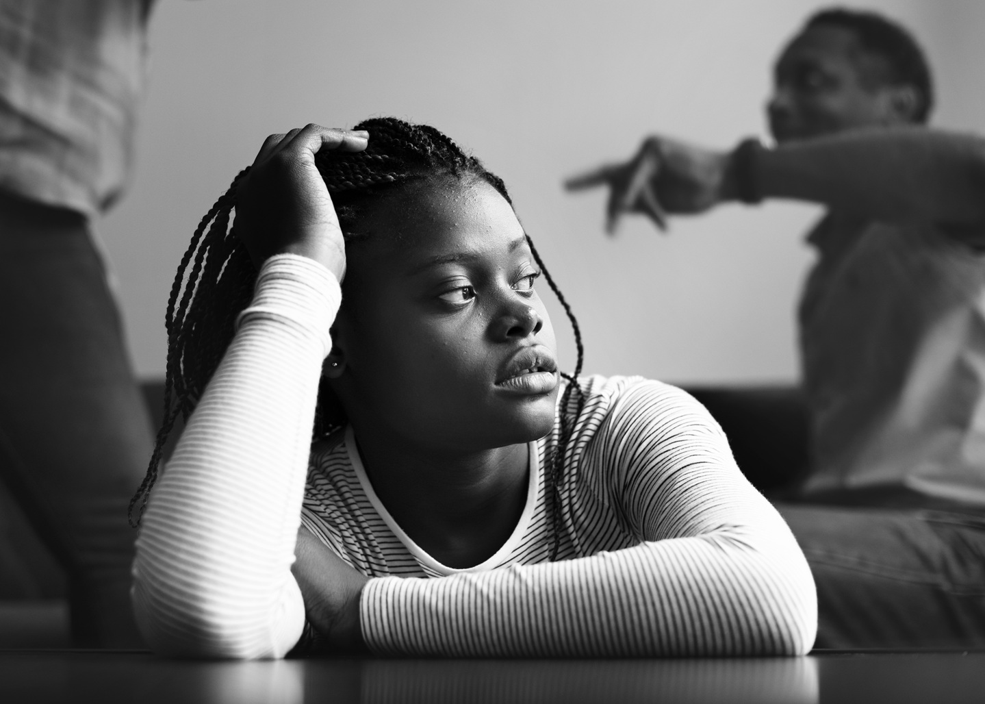 Young girl staying alone