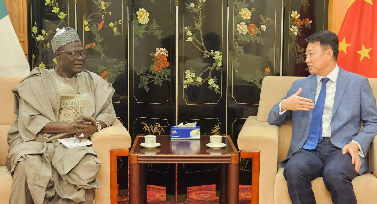 Meeting held between Senator Babangida Hussaini, who represents Jigawa North-East and chairs the Senate Committee on the Northwest Development Commission, and the Chinese Ambassador to Nigeria, Yu Dunhai.