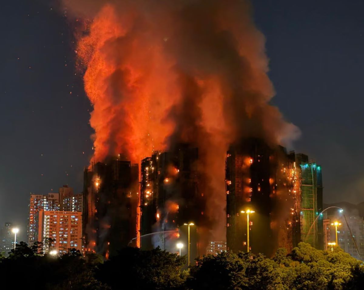 scene of the Hong Kong highrise fire incident