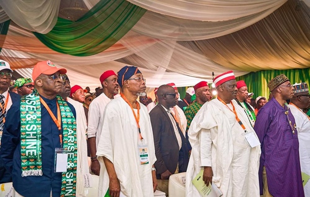 David Mark, Raifu Aregbesola and Senator Rabiu Kwankwaso at the ADC National Convention