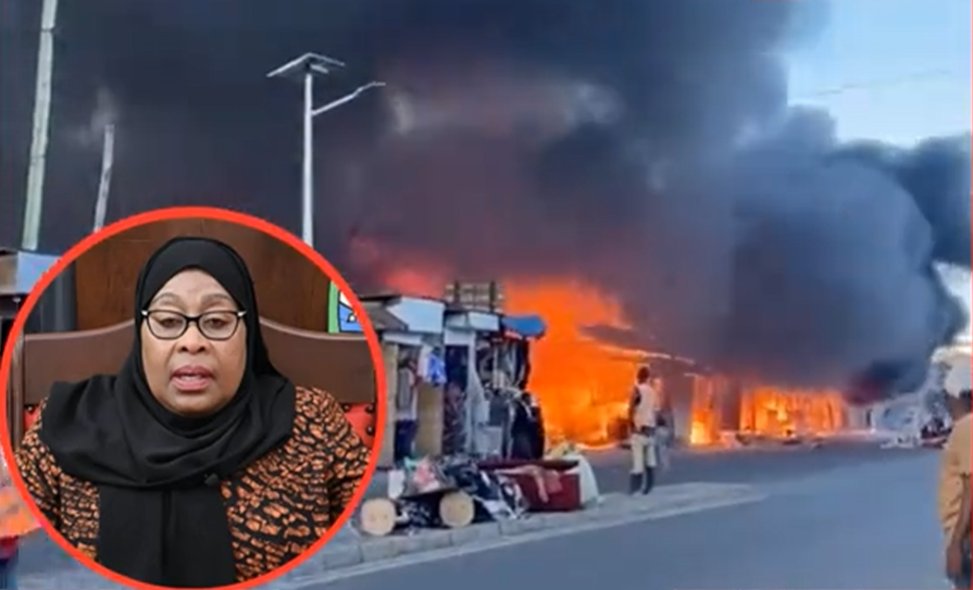Samia console les commerçants après que l'incendie ait rasé plus de 500 étals à Dar