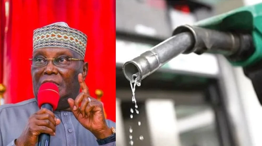 Former Vice President Atiku Abubakar and fuel pump