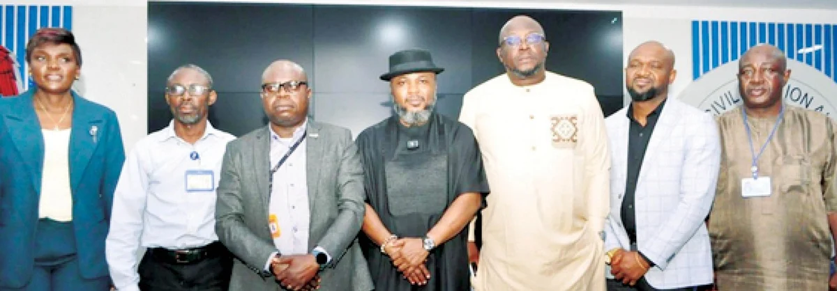 From left, Special Senior Assistant to the Director General, Nigeria Civil Aviation Authority(NCAA), Ifueko Abdulmalik; World Tracer Coordinator Nacho Aviance,  Michael  Raimi; Station Manager Lagos Domestic, SAHCO Plc, Awuamhobor Paul; Director, Public Affairs and Consumer Protection, NCAA, Mr. Michael Achimugu; General Manager ICT, FAAN, Mr. Enyinna Onyeukwu;  CEO Slim Autos, Mr. Mathas Ituah and NCAA, Lagos Regional Head,  Alhaji Ibrahim  Jafare, during the stakeholders engagement on the “Benefit of RFID for Flight Status, Luggage and Cargo Tracking” organised by NCAA and FAAN, in Lagos, recently.