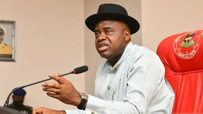 Governor Douye Diri Senator Douye Diri Diri on thanksgiving Governor Douye Diri Bayelsa polytechnic Naira fall: Diri approves N61bn variation on Nembe-Brass road, Funding critical for Amnesty programme success — Gov Diri,PDP zonal secretary, Bayelsa Assembly chief whip bicker over apology to Gov Diri